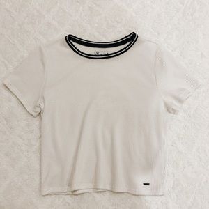 White Hollister Waffle Sweater T-Shirt